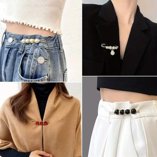 ✨ 4pcs  Pearl Corset Brooch | Elegant Waist & Collar Fashion Pin