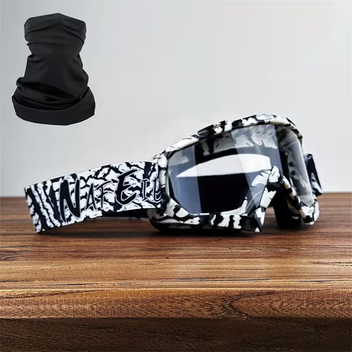 High Quality Motorcycle Goggles Motocross Motorcycle Goggles Windproof Dustproof ATV Racing Goggles Anti-scratch Skiing Goggles Protective Safety Glasses for Men And Women TPU Frame PC Lens 1 Headscarf Mask