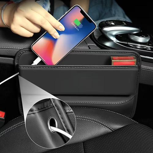 2pcs Set Of Car Seat Gap Filling Storage Box, Car Seat Buckle Storage Box with Head Pillow Hook,