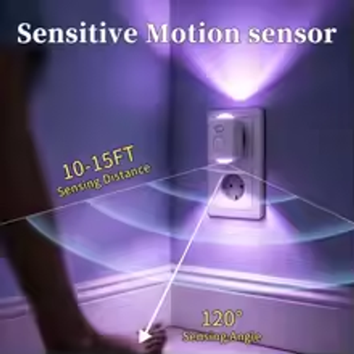 Motion Sensor Plug in Night Light RGB Color Changing Dusk to Dawn Touch Control Brightness Adjustable EU Wall Lamp Bedroom