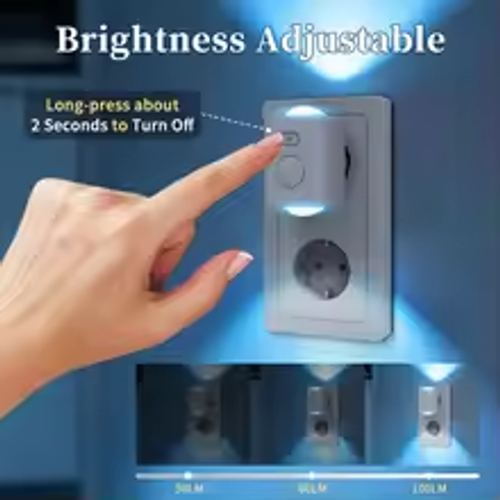 Motion Sensor Plug in Night Light RGB Color Changing Dusk to Dawn Touch Control Brightness Adjustable EU Wall Lamp Bedroom