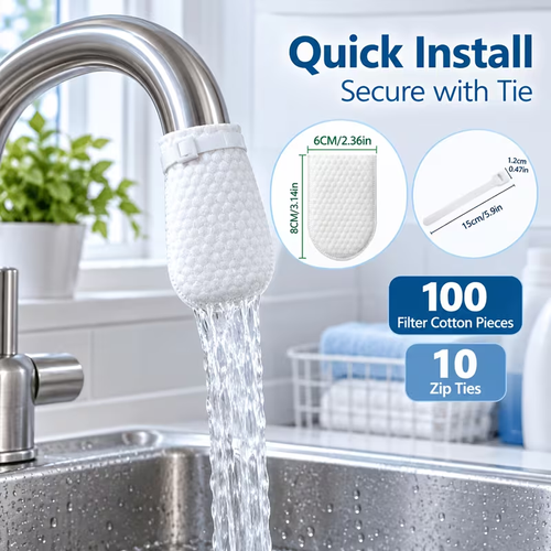 ⏰60%OFF⚡50K+ SOLD!💥Anti-Splash Kitchen Faucet Cotton Filter for Sediment & Rust Removal