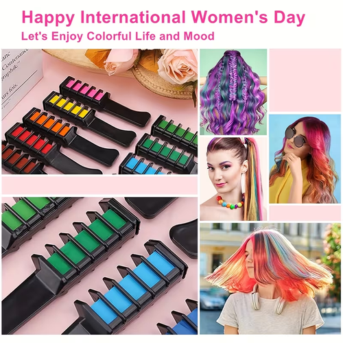 10 Color Temporary Bright Hair Chalk Comb 2 Set For Carnival, Washable Hair Chalk Comb For Party Cosplay DIY, Keeps 24+ Hours Long, Non-Damage Native Hair Color, Hair Chalk Comb For Birthday Halloween Christmas
