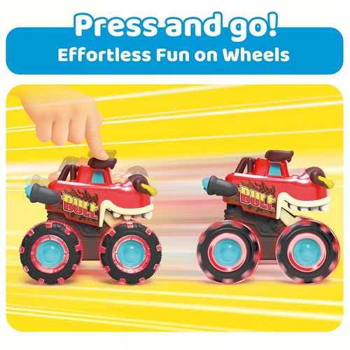 3pcs.JOYIN Toys for Kids 3 Pack Monster Truck Toy Motion Activated Light-Up Cars Press & Go Cars for Boys Girls Baby Toy Present BUMP MONSTER TRUCK SET Ride On Car with LED Lights & Action 51001