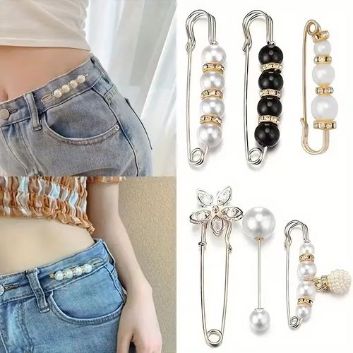 ✨ 4pcs  Pearl Corset Brooch | Elegant Waist & Collar Fashion Pin