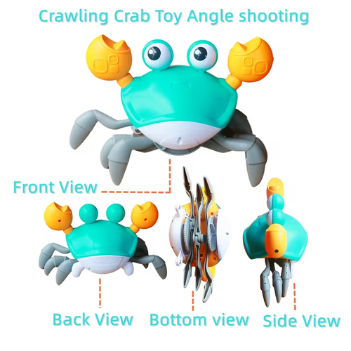 Cute Electric Sensor Crab Toy, Automatic Obstacle Avoidance Crawling Educational Toy for Kids, Interactive Fun Toy with Sound and Light, Holiday Birthday Gift