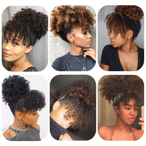 Hairpiece Suitable for Women & Men - Short Voluminous Bun & Pineapple Ponytail Wig with Bangs, Natural Look Hair Extension for Dreadlock Styles, Easy Install Daily Wear for Skin Tones