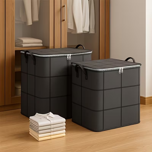 Pack Large Clothes Storage Bags, Foldable Wardrobe Storage Bag, Large Capacity Storage Box, Household Double Zipper Organizer Bag with Handles for Clothes And Quilts, Suitable for Moving, Travel, Storage Basket, And Under-Bed Storage Bag