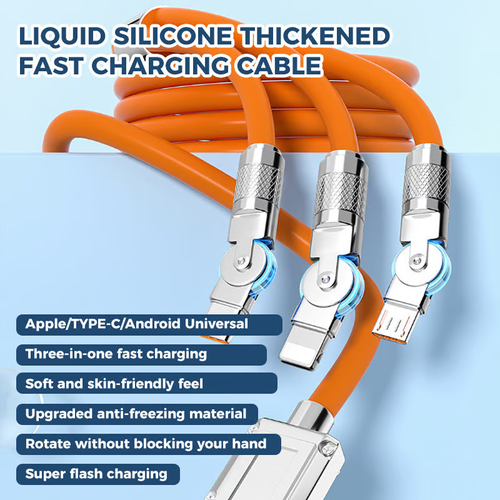 🔥120W 3 in 1 Rotating Elbow Fast Charging Data Cable⚡ 8 Reviews