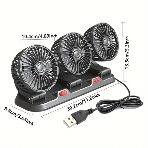 5V Car Fan Three-Head USB Car Fan 3-Speed Adjustable for Car Cooler Fan Auto Accessories Fan-F4310