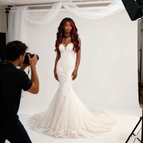 Long Wavy Ombre Red-Black Wig with Bangs