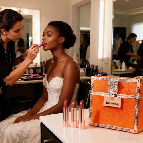 HOMPAR Luxe Mini Bag Lipstick Set  3 Shades in Elegant Orange Case