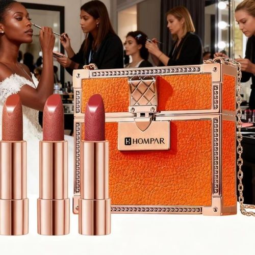 HOMPAR Luxe Mini Bag Lipstick Set  3 Shades in Elegant Orange Case