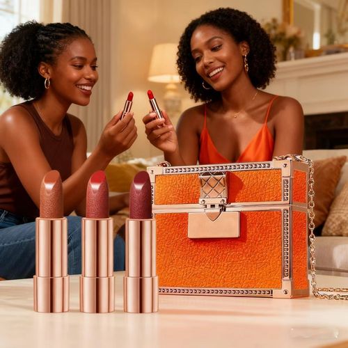 HOMPAR Luxe Mini Bag Lipstick Set  3 Shades in Elegant Orange Case