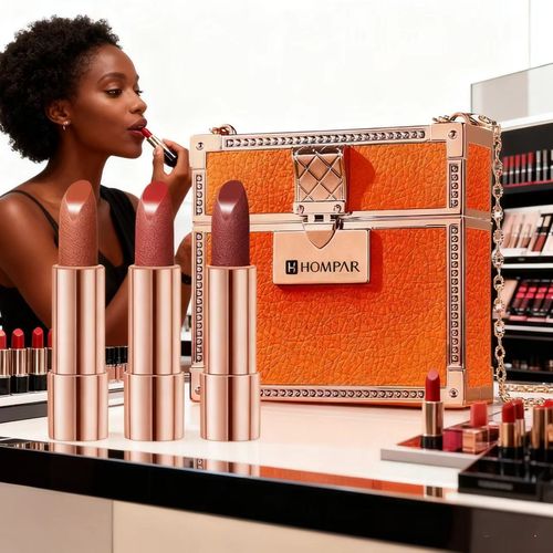 HOMPAR Luxe Mini Bag Lipstick Set  3 Shades in Elegant Orange Case