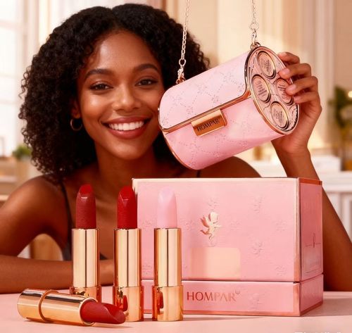 HOMPAR Mini Bag Lipstick Set  4 Matte Shades in Elegant Case