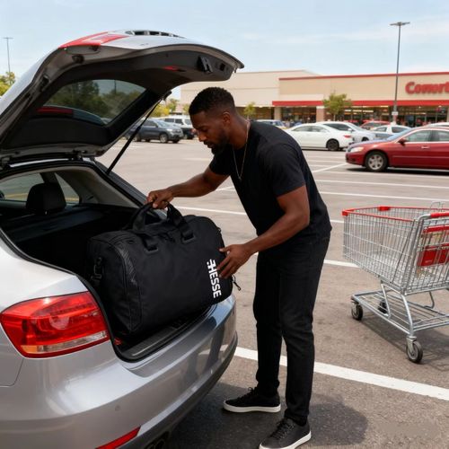 👨‍👩‍👧‍👦🚗💦Black HESSE Large-Capacity Outdoor Travel Duffle Bag👇