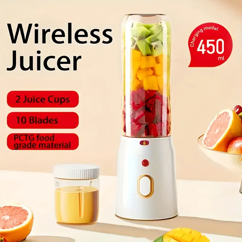 1pc Portable USB Rechargeable Blender and Juicer Set, Dual Cup Options, Food Grade ABS, Round Shape, 1500mAh Lithium Battery, USB Charging, ≤36V, Multi-Function Juice and Food Processor Combo🥛