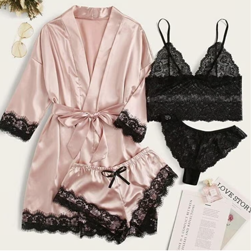 🔥 Lace and Satin Pajamas Set 🌹