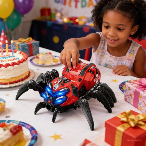 🔥 Red-Blue Light & Sound Mechanical Spider Toy🕷️
