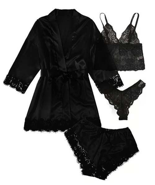 🔥 Lace and Satin Pajamas Set 🌹