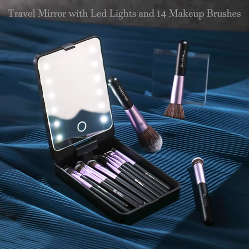 💖Travel Makeup Brush Set with LED light