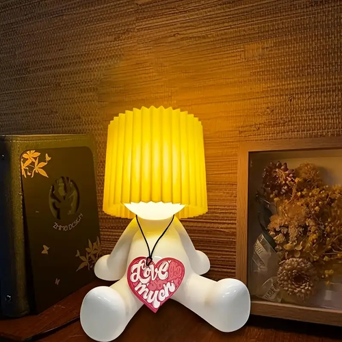 An adjustable USB-powered modern cartoon style table lamp with a manual switch, solid color lampshade, plastic material, suitable for bedrooms, ideal for Valentine's Day, Halloween, Christmas and holiday gifts😇