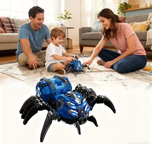 🔥 Red-Blue Light & Sound Mechanical Spider Toy🕷️