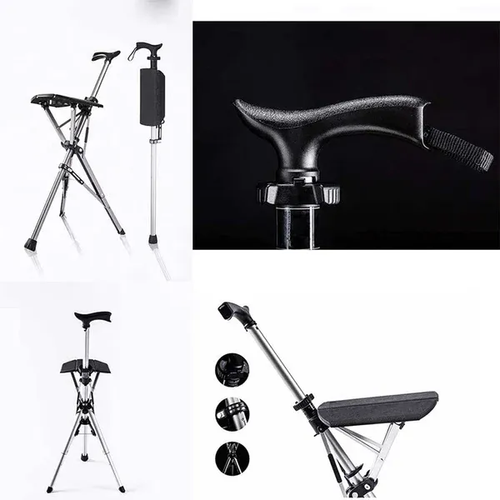🔥Foldable Seat Cane, Adjustable Trekking Stick, Portable Lightweight Stick Chair, Aluminum Hiking Walking Canes for Seniors Adult