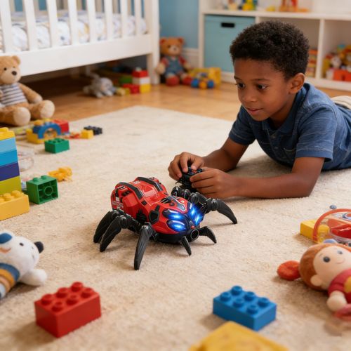 🔥 Red-Blue Light & Sound Mechanical Spider Toy🕷️