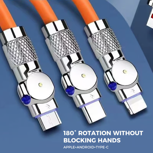 🔥120W 3 in 1 Rotating Elbow Fast Charging Data Cable⚡ 8 Reviews