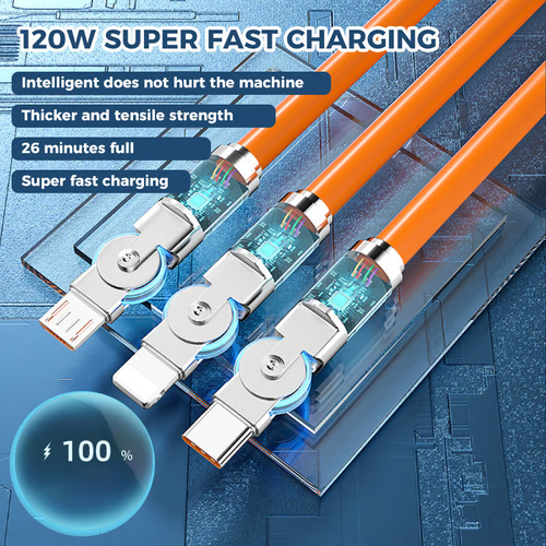 🔥120W 3 in 1 Rotating Elbow Fast Charging Data Cable⚡ 8 Reviews