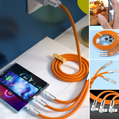 🔥120W 3 in 1 Rotating Elbow Fast Charging Data Cable⚡ 8 Reviews