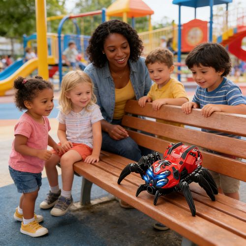 🔥 Red-Blue Light & Sound Mechanical Spider Toy🕷️