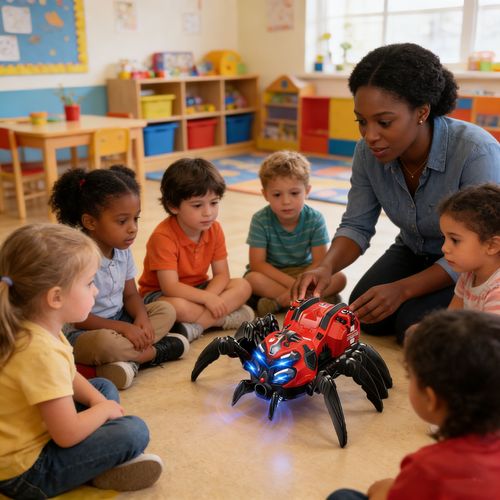🔥 Red-Blue Light & Sound Mechanical Spider Toy🕷️