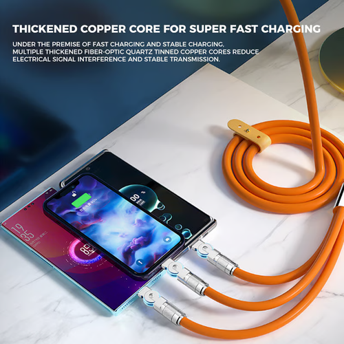 🔥120W 3 in 1 Rotating Elbow Fast Charging Data Cable⚡ 8 Reviews