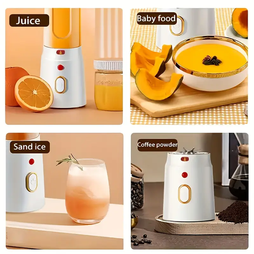 1pc Portable USB Rechargeable Blender and Juicer Set, Dual Cup Options, Food Grade ABS, Round Shape, 1500mAh Lithium Battery, USB Charging, ≤36V, Multi-Function Juice and Food Processor Combo🥛