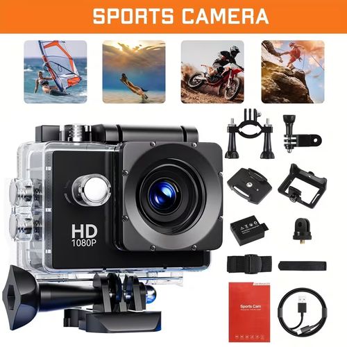 1080P🏍️💦 Waterproof Action Camera: Capture All Your Outdoor Thrills📸