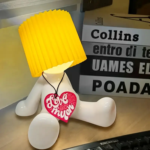 An adjustable USB-powered modern cartoon style table lamp with a manual switch, solid color lampshade, plastic material, suitable for bedrooms, ideal for Valentine's Day, Halloween, Christmas and holiday gifts😇