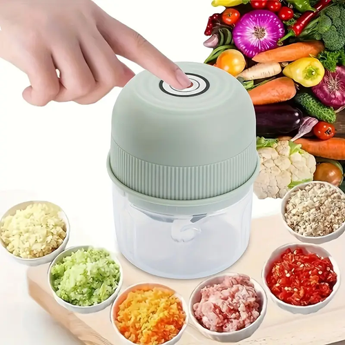 250ml Electric Mini Garlic Chopper, USB Rechargeable Meat Grinder, Stainless Steel Blade, Round ABS Cup, Safety Switch, 3600 RPM, for Ginger, Vegetables, and Meat Grinding