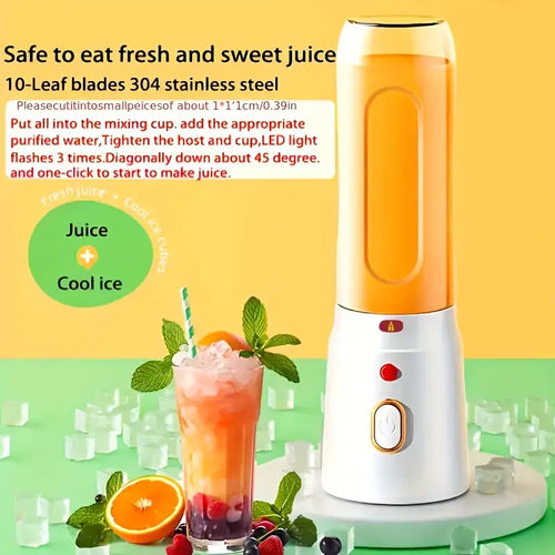 1pc Portable USB Rechargeable Blender and Juicer Set, Dual Cup Options, Food Grade ABS, Round Shape, 1500mAh Lithium Battery, USB Charging, ≤36V, Multi-Function Juice and Food Processor Combo🥛
