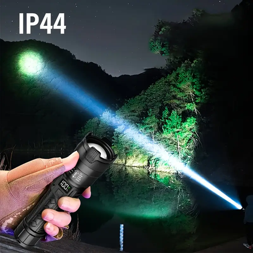 Rechargeable LED Torches, Compact Design with Adjustable Zoom And Battery Level Display, Featuring Three Lighting Options Suitable for Outdoor Activities, Camping, Work, And Emergency Situations.