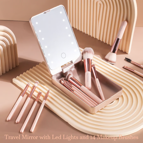 💖Travel Makeup Brush Set with LED light