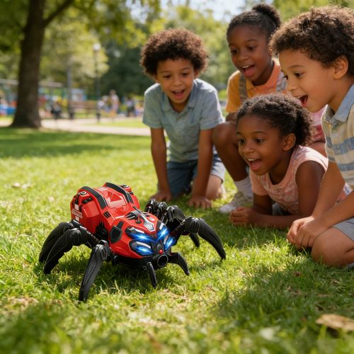 🔥 Red-Blue Light & Sound Mechanical Spider Toy🕷️