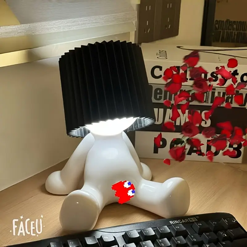 An adjustable USB-powered modern cartoon style table lamp with a manual switch, solid color lampshade, plastic material, suitable for bedrooms, ideal for Valentine's Day, Halloween, Christmas and holiday gifts😇