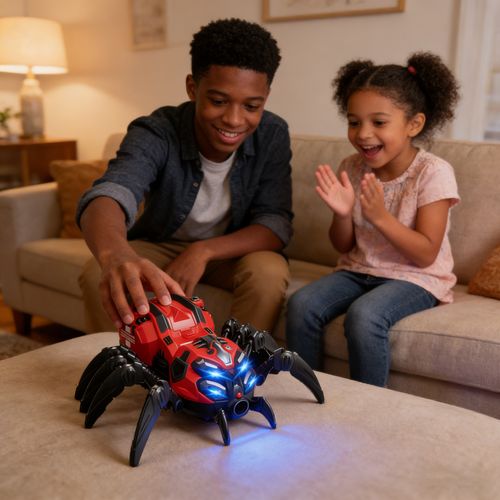 🔥 Red-Blue Light & Sound Mechanical Spider Toy🕷️
