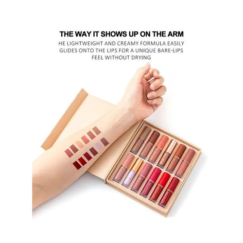 12 Color Book Lipgloss Set Vegan Organic Non-Stick Cup Waterproof Velvet Matte Liquid Lipstick