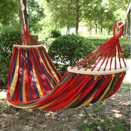 Thickened & Enlarged Outdoor Tree Tent - Portable Camping Canvas Striped Hammock with Anti-Rollover Design & Stable Quality