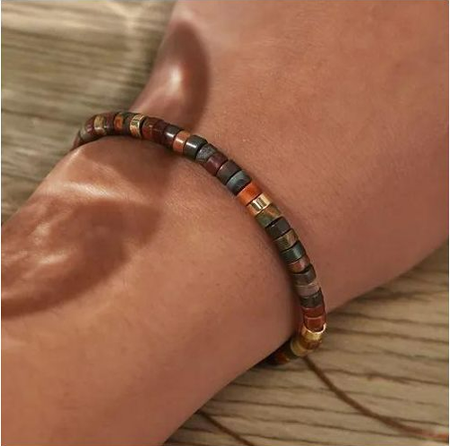 Boho 7 Chakra Rainbow 4mm Natural Stone Beads Dainty Bracelet - Ethnic Tibetan Multi Colors Gemstone Bracelet Jewelry