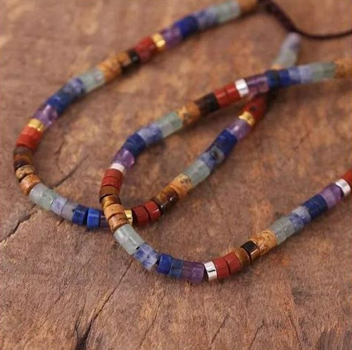 Boho 7 Chakra Rainbow 4mm Natural Stone Beads Dainty Bracelet - Ethnic Tibetan Multi Colors Gemstone Bracelet Jewelry